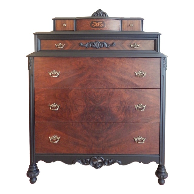 Early 20th Century Sligh Walnut High Boy Dresser For Sale