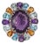 Handcrafted 15.5Ct Aquamarine & Blue Topaz Silver Ring With Amethyst and Citrine Accents - Size 7.5 For Sale
