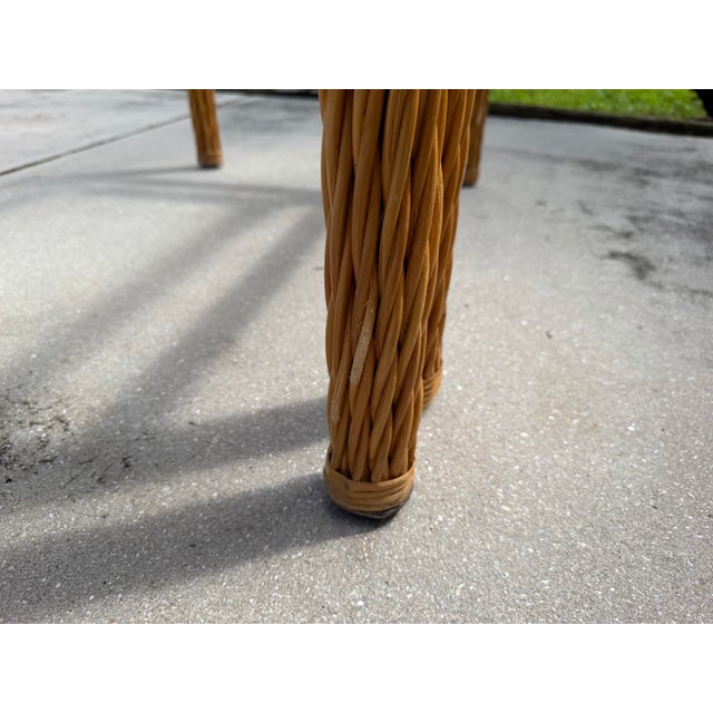 Vintage Woven Rattan End Tables With Glass Tops, Pair For Sale - Image 12 of 12