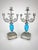 Turquoise Pair of Antique Signed p.h. Mourey French Victorian Silvered Metal & Sèvres Style Porcelain Three-Light Candelabras For Sale - Image 8 of 12
