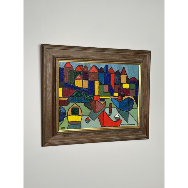 Tommy Hallberg, Harbour Scene, 1958, Oil on Panel, Framed For Sale - Image 8 of 18