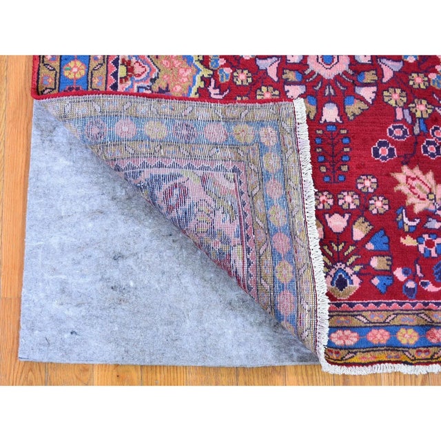 Vintage Persian Hamadan Colorful Natural Wool Hand Knotted Oriental Rug For Sale - Image 4 of 8