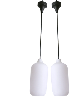 Scandinavian Opaline Glass Pendant Lamps, 1960s, Set of 2