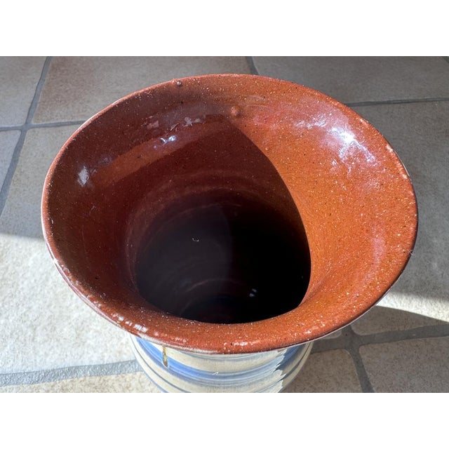 Blue Art Deco Hand-Thrown Ceramic Vase, Germany, 1920s For Sale - Image 8 of 11