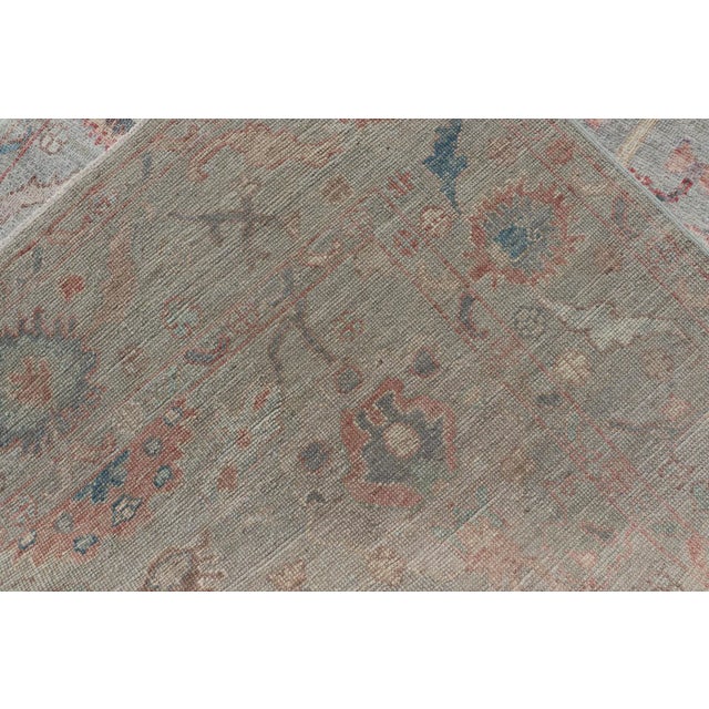 Modern All-Over Floral Oushak With a Light Blue-Gray Background and Multi-Color Rug For Sale - Image 12 of 13