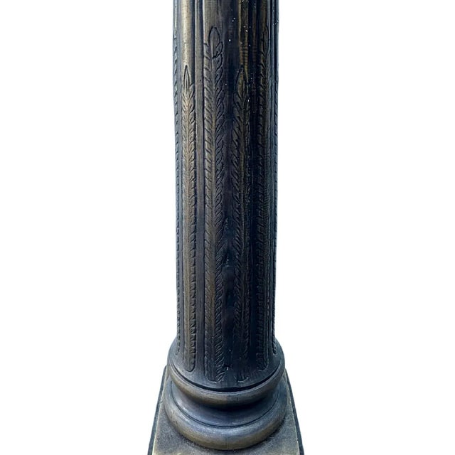 Pair of Vintage Gothic Bronze Candelabras W/Griffin Finial & Crystals For Sale - Image 6 of 7