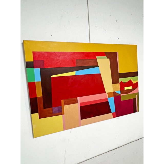 Postmodern Geometric Abstract Canvas by African American DC Artist Curtis Woody For Sale - Image 9 of 9