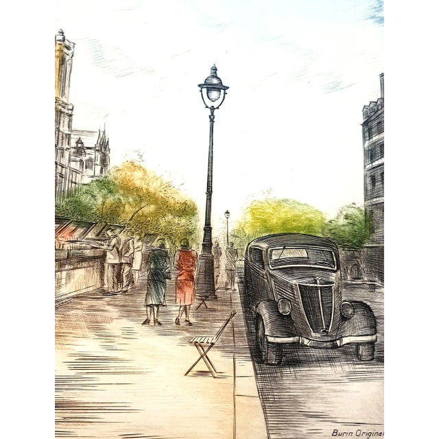 Dufza, Paris, Saint Michel, Hand Signed Etching, 1940s For Sale - Image 7 of 8