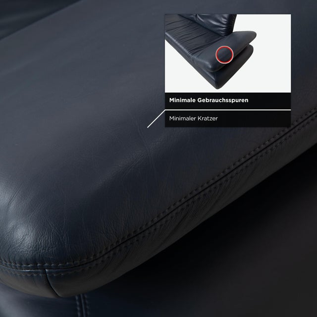 Blue Leather Rivoli Three-Seater Sofa with Manual Function from Koinor For Sale - Image 12 of 18