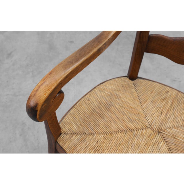 19th Century French Provincial Ladder‑back Armchair with Woven Rush Seat For Sale - Image 12 of 15