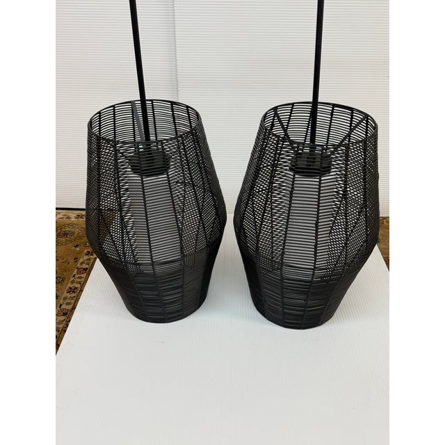 Coastal Arhaus Coastal Style Black Pendants, Pair For Sale - Image 3 of 16