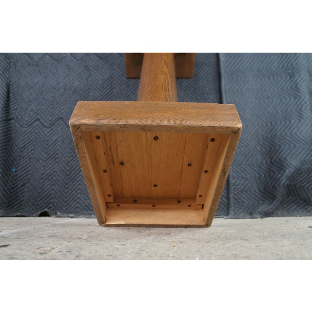 Vintage Mission Arts & Crafts American Oak Sculpture Pedestal Plant Stand Column For Sale - Image 9 of 10