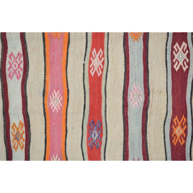 Shabby Chic Vintage Turkish Anatolian Hand Knotted Organic Wool Fine Weave Kilim,5'4"x10'1" For Sale - Image 3 of 5