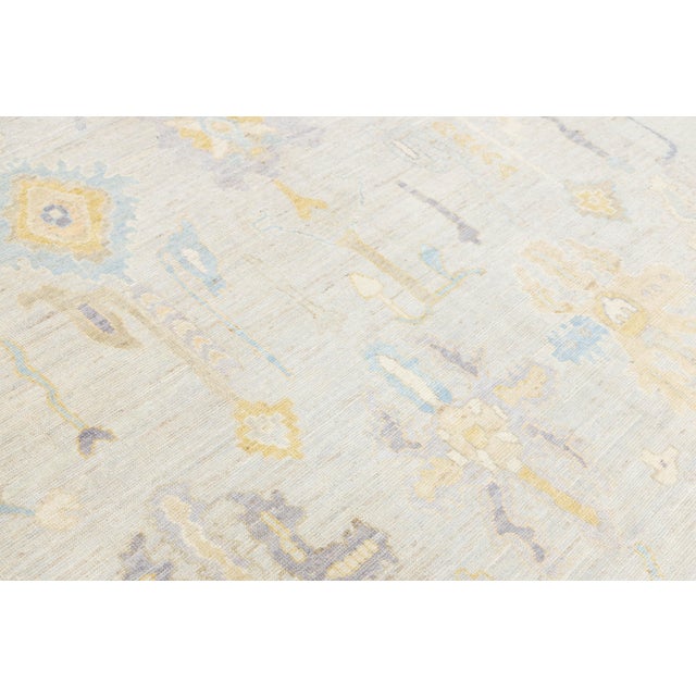Lavender Hand-Knotted Modern Oushak Style Wool Area Rug Muted Silver, Lavender, and Gold For Sale - Image 8 of 10