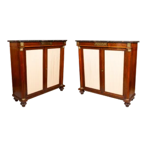 Pair of Regency Rosewood and Brass Inlaid Cabinets