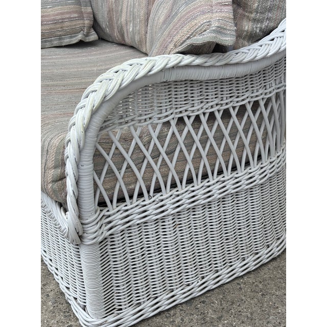 1980s Vintage Henry Link Attributed Wicker Sofa and Loveseat For Sale - Image 5 of 8