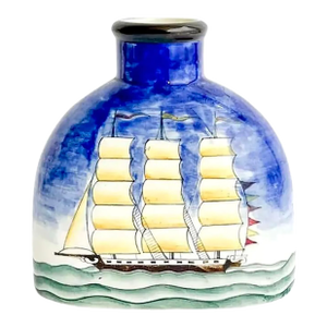 Gio Ponti for Richard Ginori Maritime Vase, Seascape With Boat, Italy, 1930
