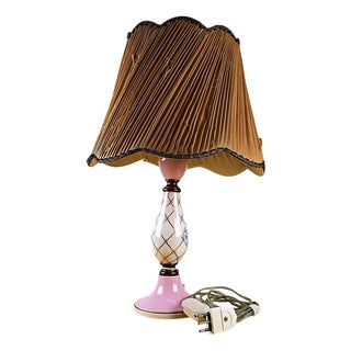 Vintage Table Lamp with Ceramic Base and Fabric Lampshade For Sale