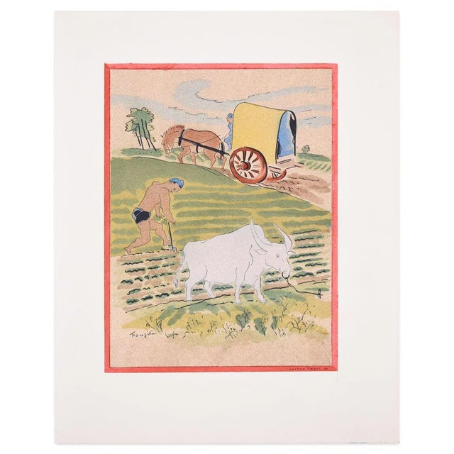 Image dimensions: 20 x 15.2 cm. Field Work is a superb color lithograph on paper, from the volume composed by 16...
