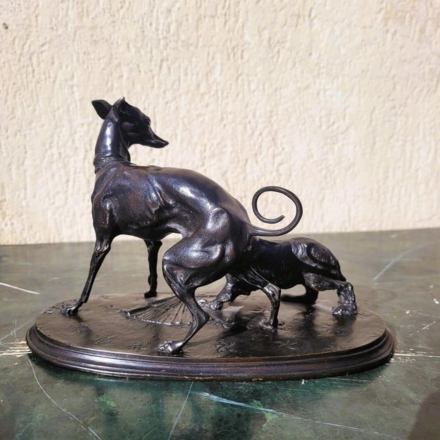 P J Mêne, Greyhound and King Charles Spaniel, Bronze, 19th Century For Sale - Image 4 of 14