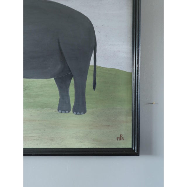 Contemporary 'Gentle Elephant' Original Naïve Style Animal Oil Painting by British Artist Matt Rix, Framed For Sale - Image 9 of 13