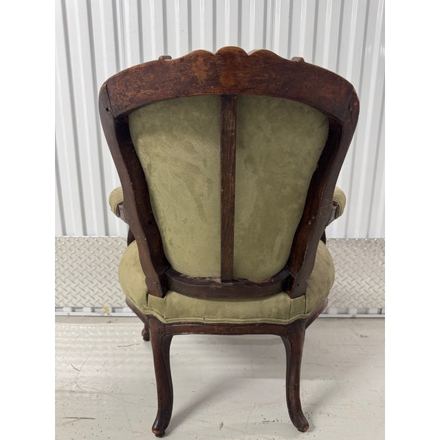 Late 19th Century Victorian Carved Walnut Armchair With Matching Ottoman For Sale - Image 15 of 18