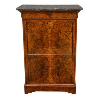 Louis Philippe Secretary Desk in Burr Walnut with Marble Top, 1890s For Sale