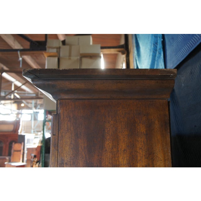 1970s Oak Chinese Chinoiserie Shou Ming Style China Display Cabinet Credenza 84" For Sale - Image 12 of 16