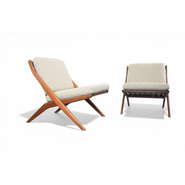 Mid 20th Century Pair of Folke Ohlsson Scissor Chairs in Teak for Dux For Sale In San Francisco - Image 6 of 12