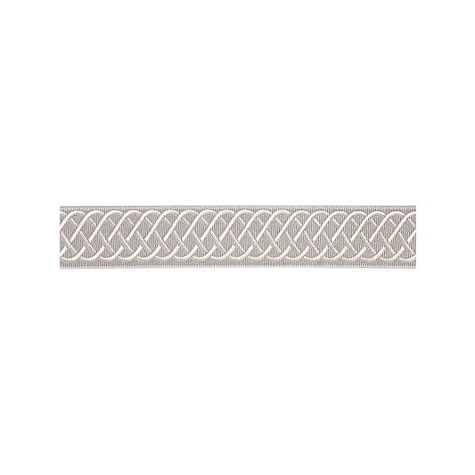 Traditional Sample, Scalamandre Helix Embroidered Tape, Silver Grey Fabric For Sale - Image 3 of 3