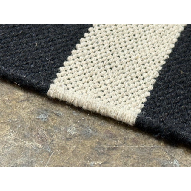 8ft 9in × 12ft 3in Four Hands Willow Offset Black Stripe Cotton Area Rug For Sale - Image 9 of 12