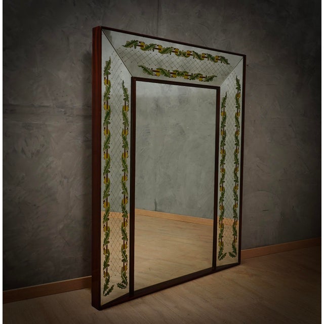 Walnut Wood and Mirrored Glass Wall Mirror by Luigi Brusotti, 1940s For Sale - Image 17 of 17