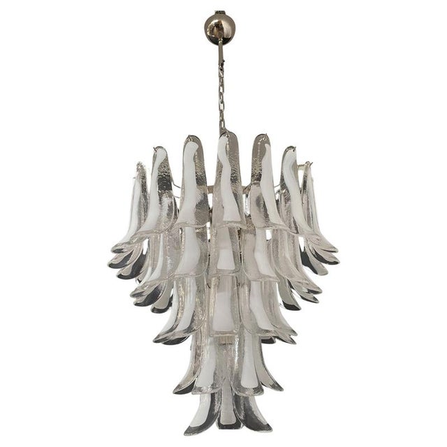 Glass Italian Murano Petals Chandelier, 1970s For Sale - Image 7 of 13