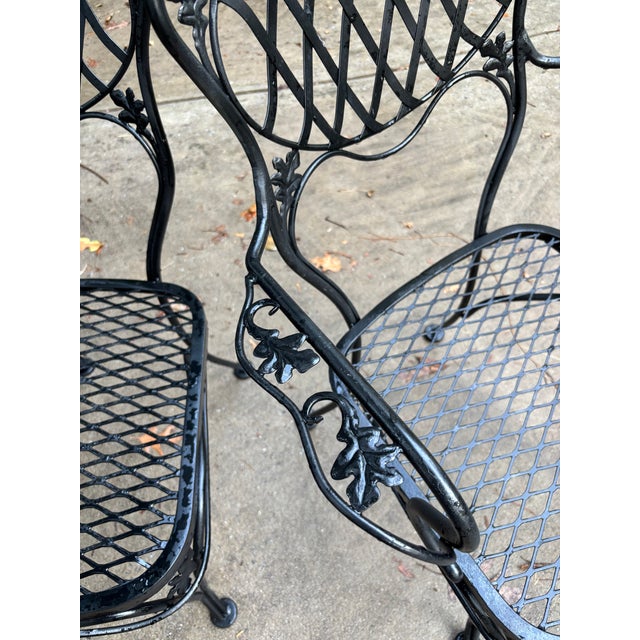 Woodard Florentine Orleans Pattern Iron Patio Chairs - Set of 4 For Sale - Image 10 of 12