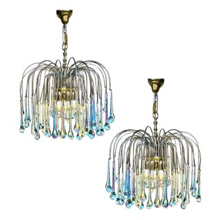 Vintage Lady Victoria Chandelier with Iridescent Murano Glass Drop, Set of 2 For Sale