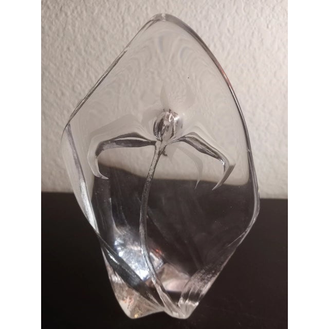 Contemporary 1980s Marked Swedish Crystal Flower Plaque For Sale - Image 3 of 5