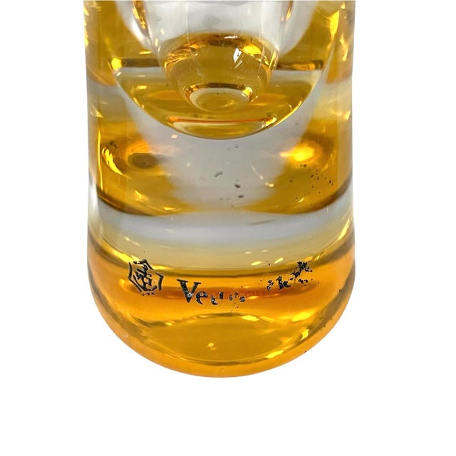 6 Veuve Clicquot Glass Champagne Orange Amber Bottom Flutes. France For Sale In San Francisco - Image 6 of 6