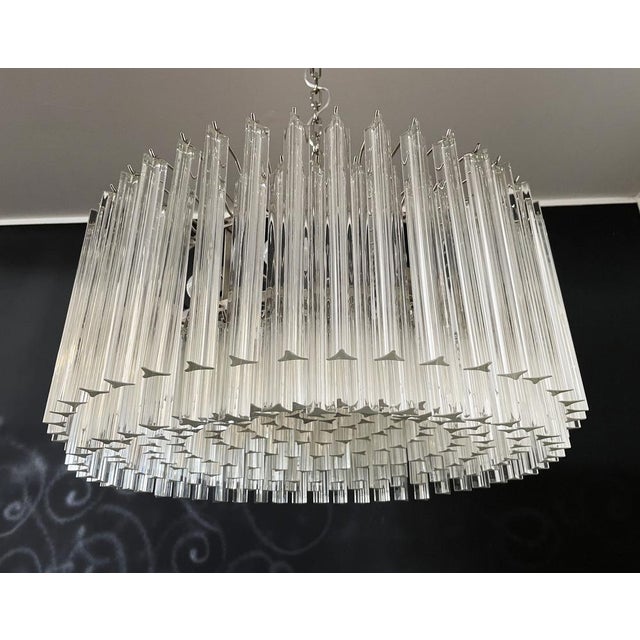 Mid-Century Modern Large Triedri Murano Glass Chandelier, 1995 For Sale - Image 3 of 18