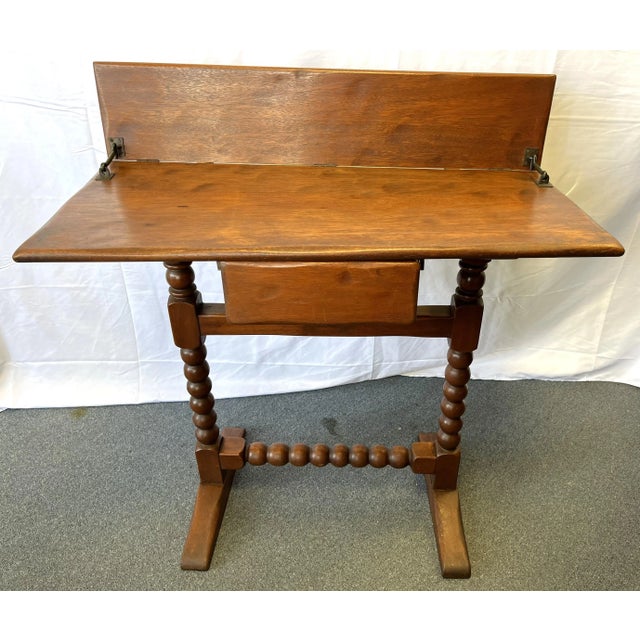 Antique Ship's Navigation Table/ Desk Handmade of Solid Wood With Barley Twist Legs For Sale In West Palm - Image 6 of 13