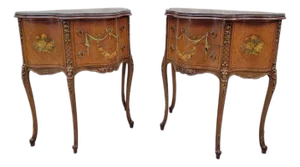 Antique Neoclassical French Style Hand Painted End Tabes/Nightstands - Pair