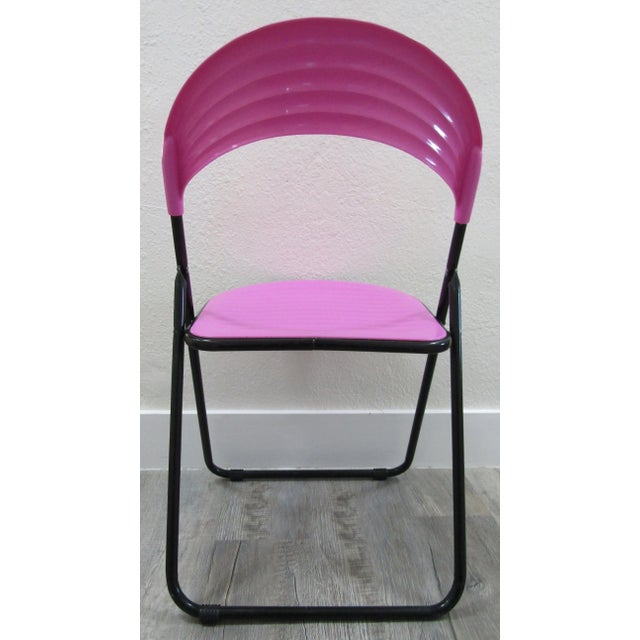 1980s Postmodern Italian Designer Studio Gp Pink Folding Chair, 1980s For Sale - Image 5 of 12