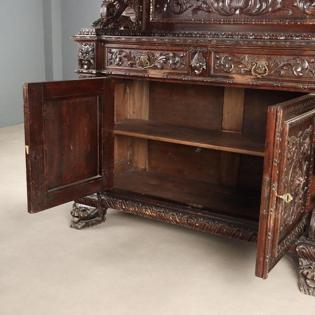 19th Century Neo-Baroque Walnut Sideboard, Italy For Sale - Image 14 of 16