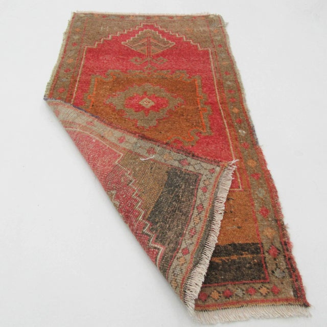 Mid-Century Modern Wool Mini Vintage Turkish Kars Rug For Sale - Image 3 of 4
