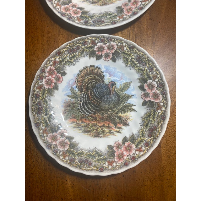 2 Churchill China Thanksgiving 8” Luncheon, salad plates, made in Columbia, dishwasher and microwave, safe, no chips or...