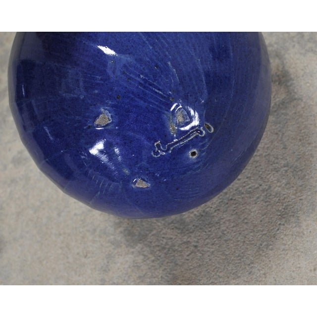 Set of Blue Glazed Ceramic Garden Egg Sculptures After Jun Kaneko For Sale - Image 14 of 18