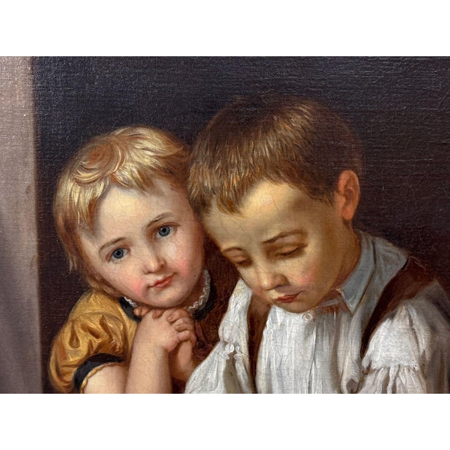 Continental School, Children at Their Lessons, Oil on Canvas, Europe, 19th C. For Sale In New York - Image 6 of 14