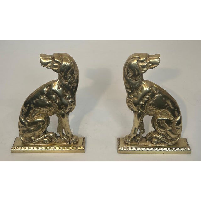 Pair of bronze andirons depicting dogs French works from the Art Deco period For Sale - Image 12 of 12