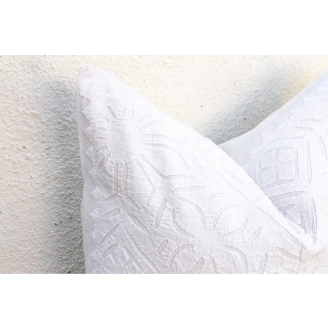 Mandala Blanca, Pair of Appliqué Pillow Covers For Sale - Image 4 of 9