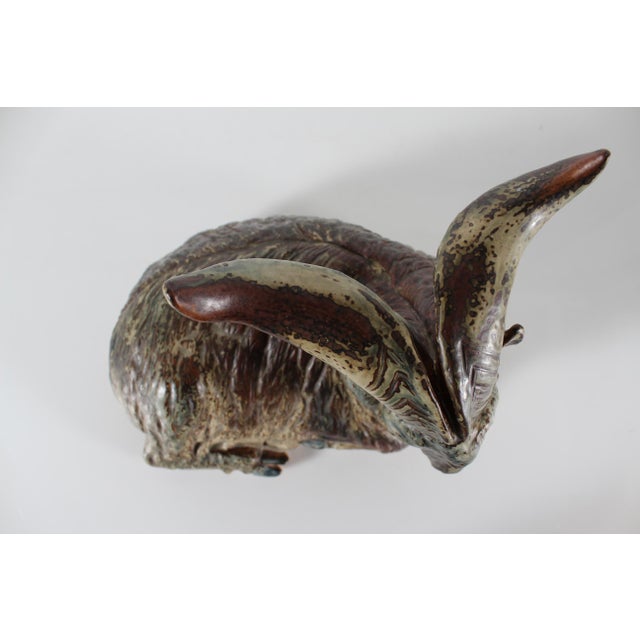 1940s Largre Goat Buck Figurine in Stoneware by Karl Larsen for Royal Copenhagen, 1947 For Sale - Image 5 of 11