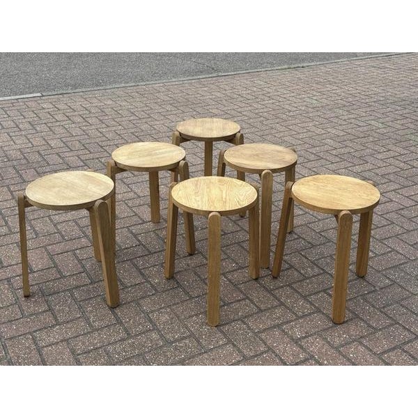 Oak Nomad Designer Stacking Stools from Skagerak, Set of 6 For Sale - Image 4 of 16